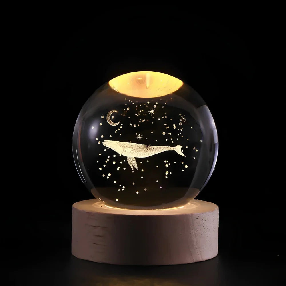 LED Night Light with 3D Crystal Sphere