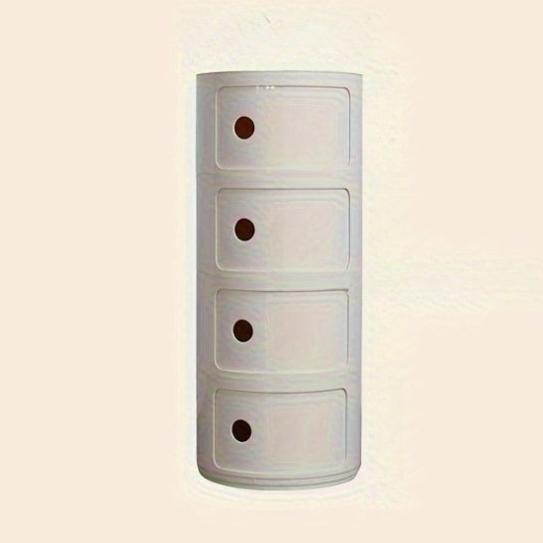 Bedside Table with Round Plastic Storage Drawers