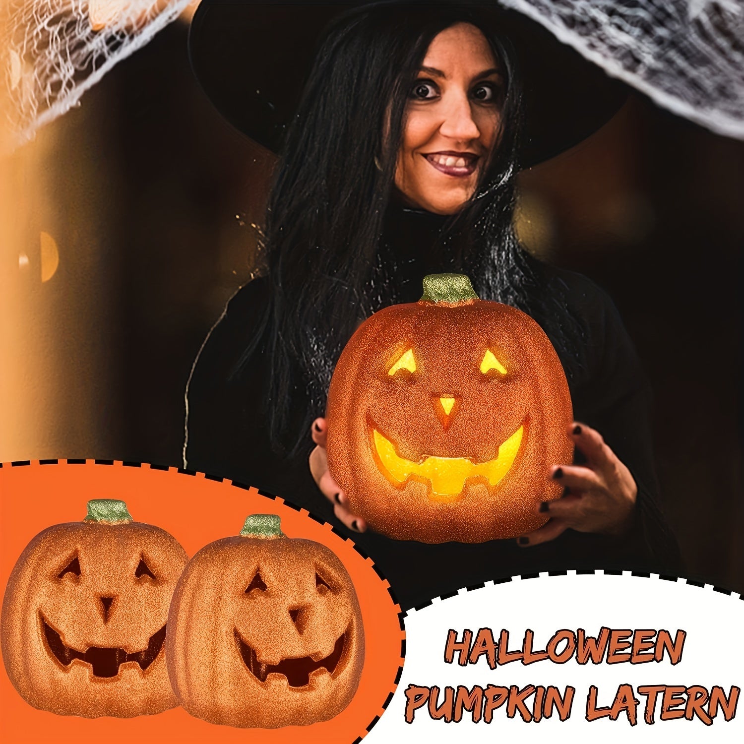 Decorazione di Halloween Jack O'Lantern luminosa con luce a batteria | Funzionamento a batteria