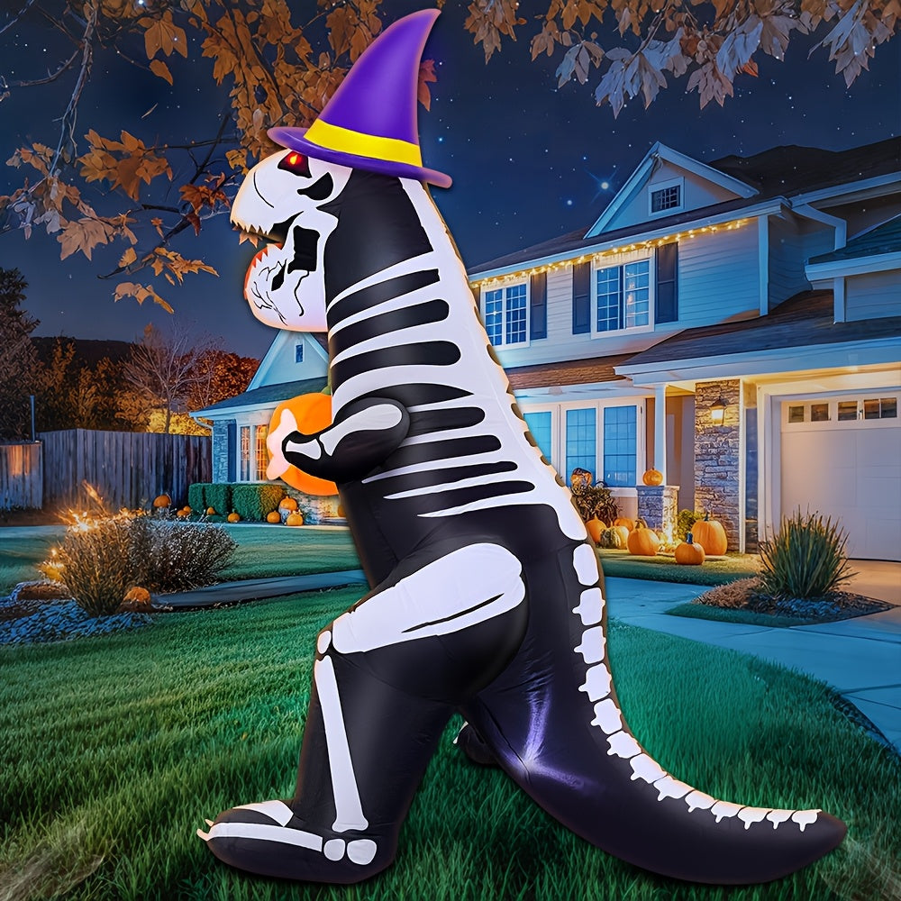Halloweenowy gigantyczny dmuchany szkielet dinozaura | świecąca dekoracja ogrodowa