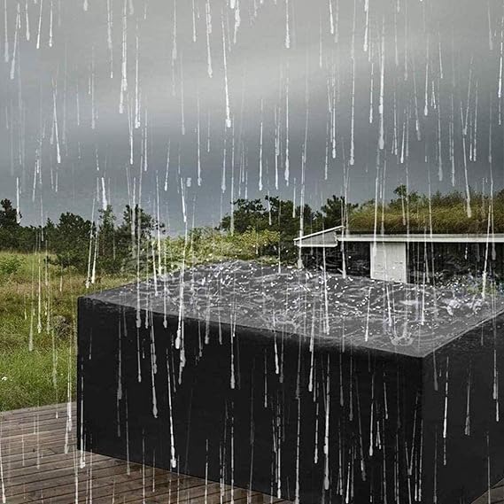 Waterproof Garden Furniture Cover Black Polyester