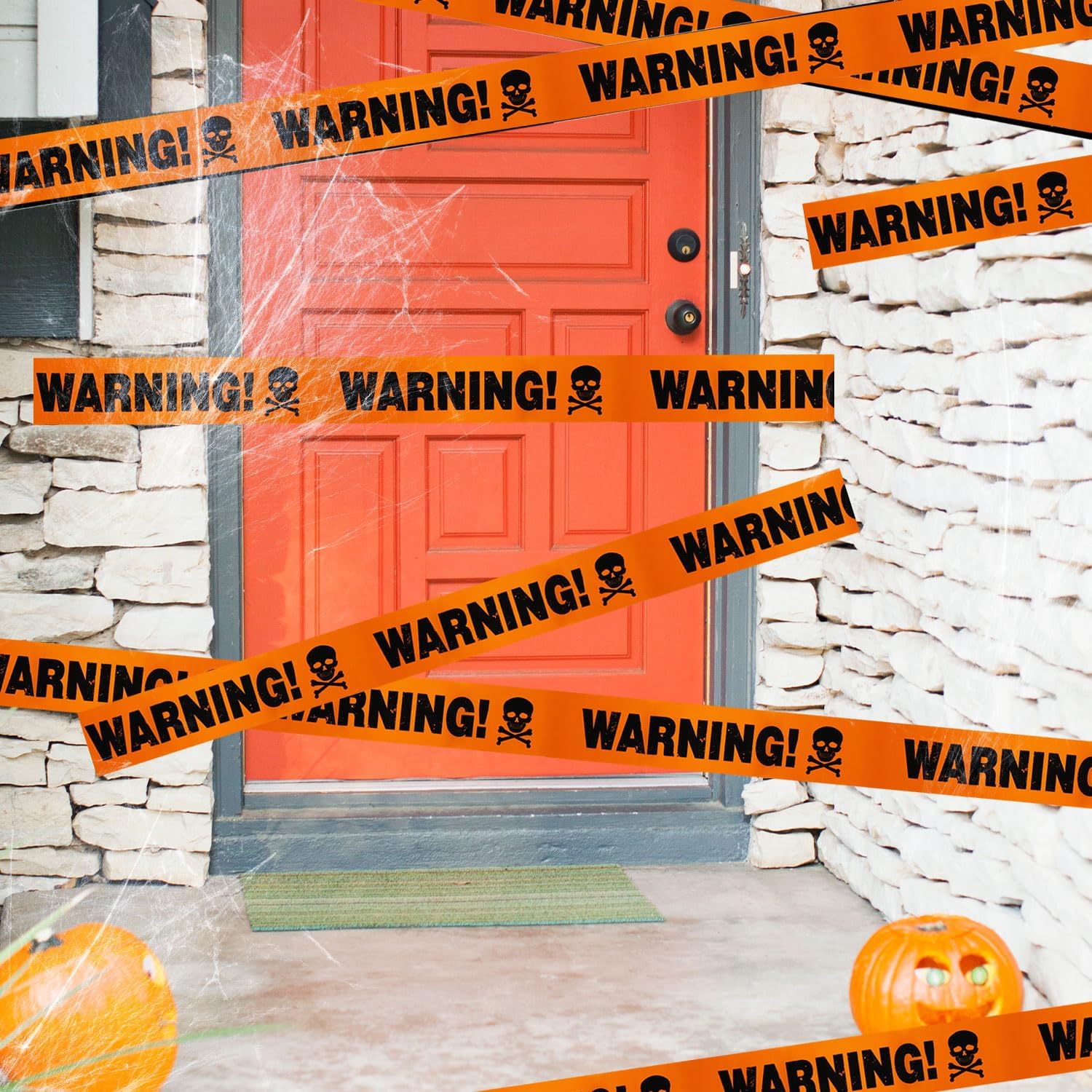 Halloween Warning Tape Plastic Skull Banner