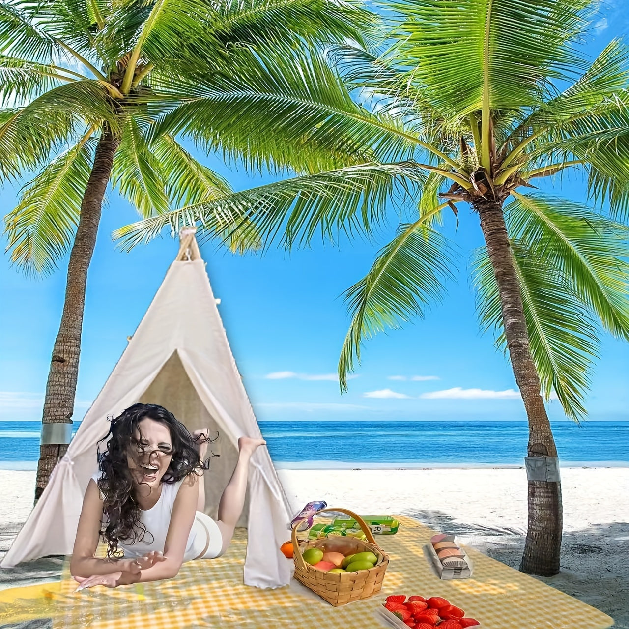 Manta de picnic impermeable y plegable para exteriores