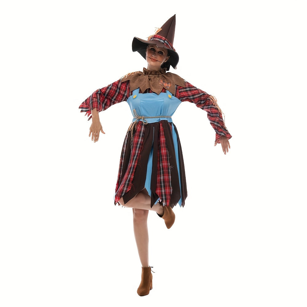 Damska zabawna sukienka na Halloween z długim rękawem | Midi