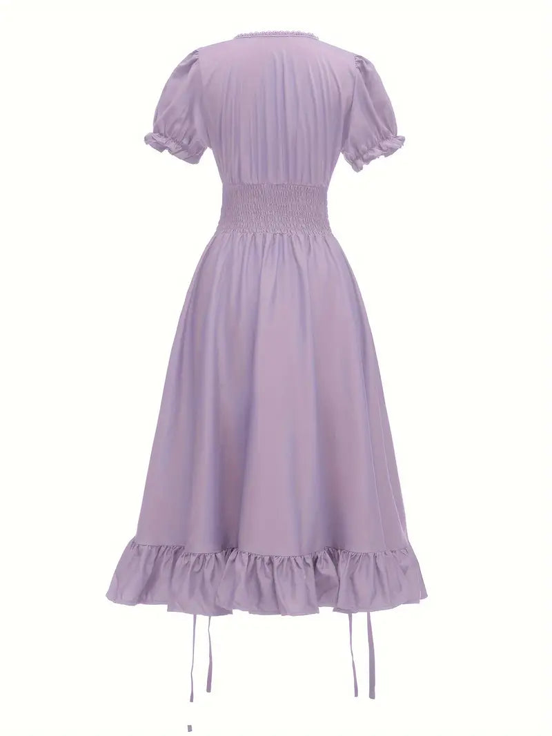 Vestido de Disfraz de Halloween Vintage para Mujer con Mangas Abullonadas | Maxi con Volantes