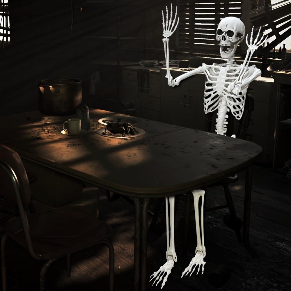 Esqueleto gigante realista de 12 pies decoración de Halloween | Posable para exteriores