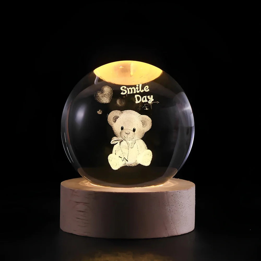 LED Night Light with 3D Crystal Sphere