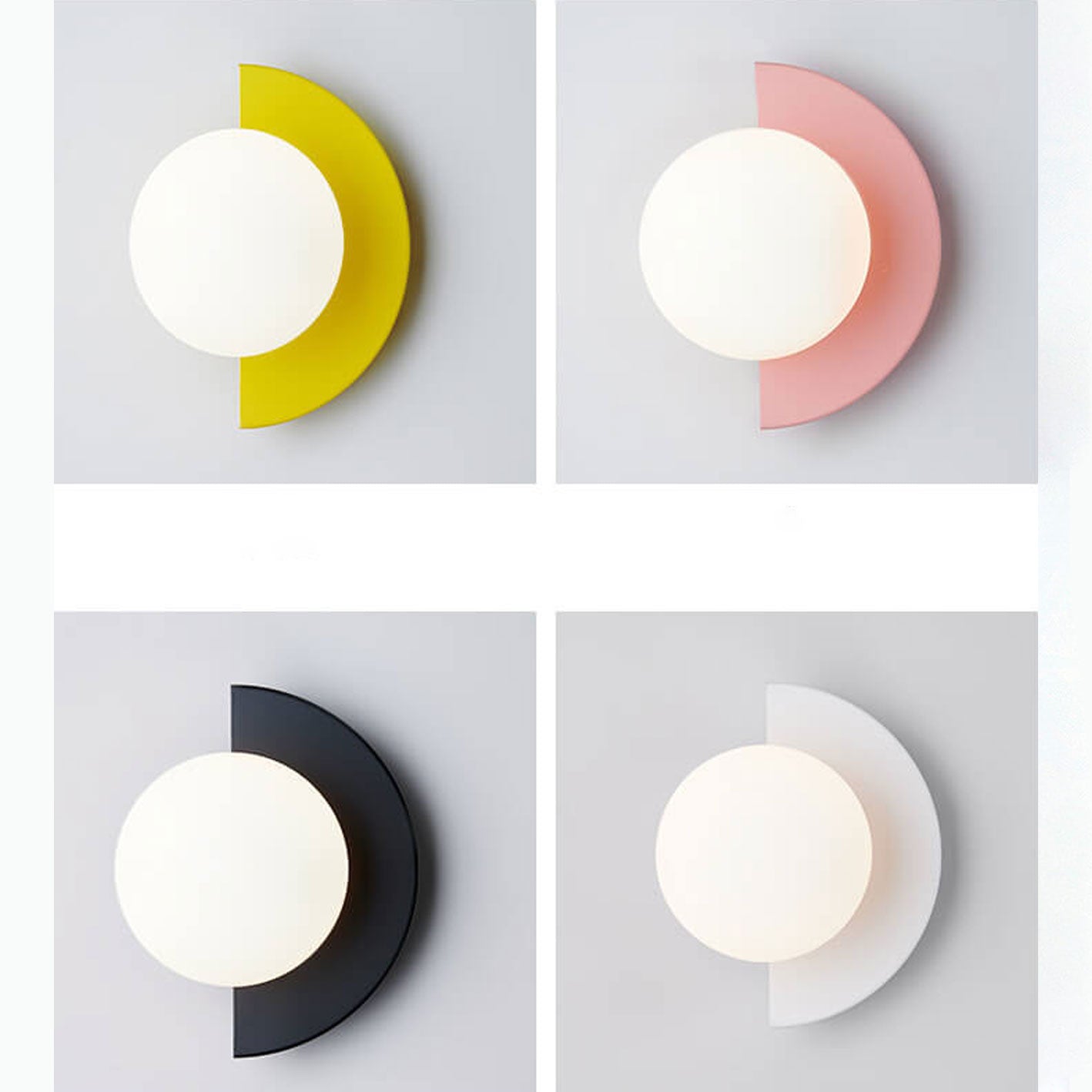 Applique murale à globe en verre avec base colorée