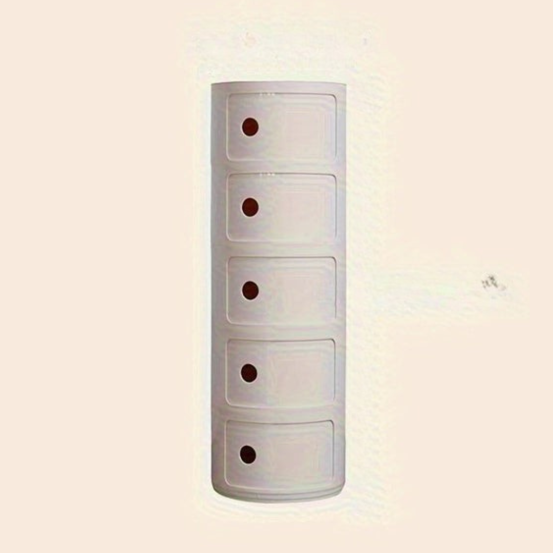 Bedside Table with Round Plastic Storage Drawers