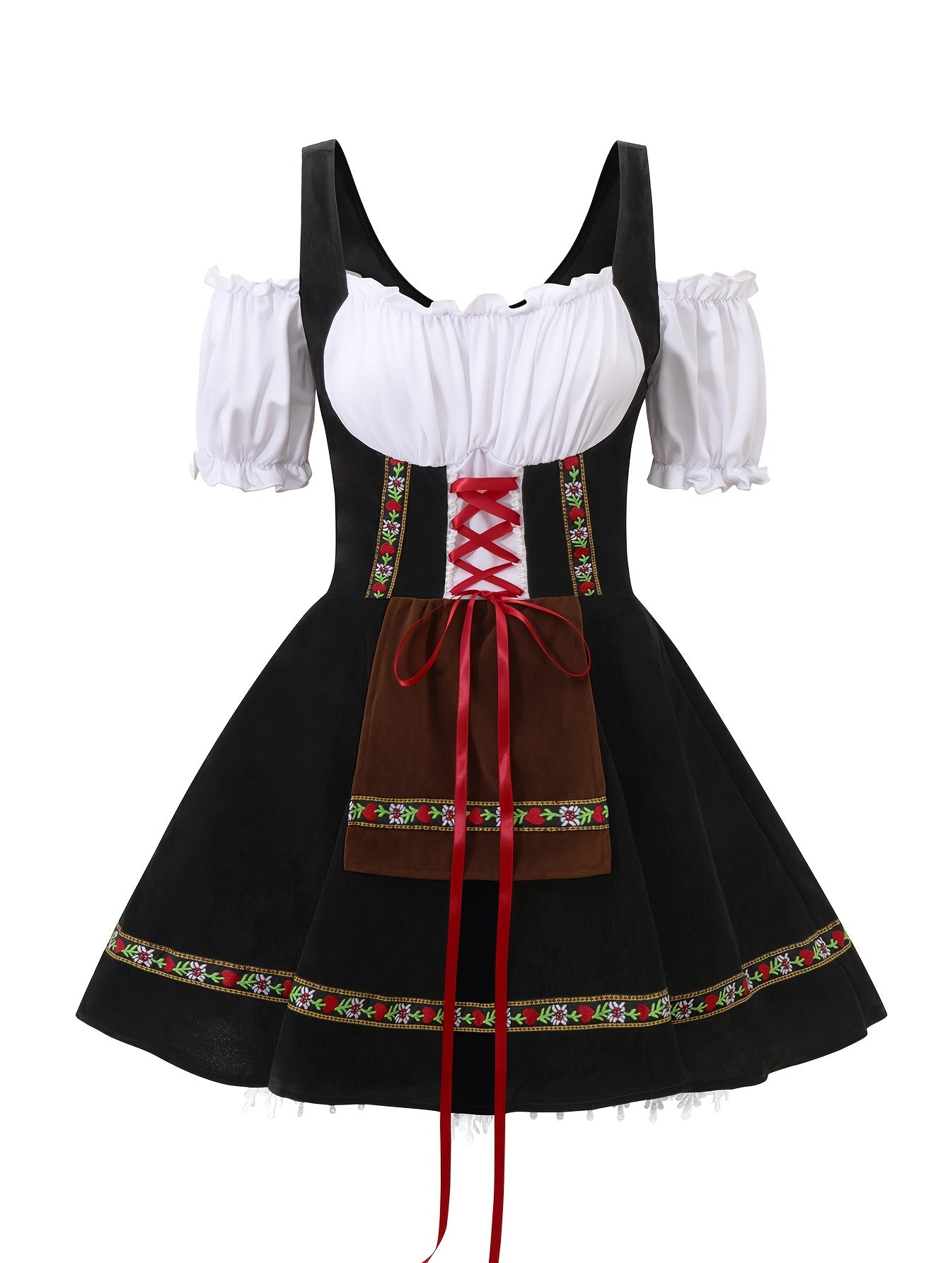 Sukienka damska plus size bawarski kostium na Halloween | Mini z bufkami