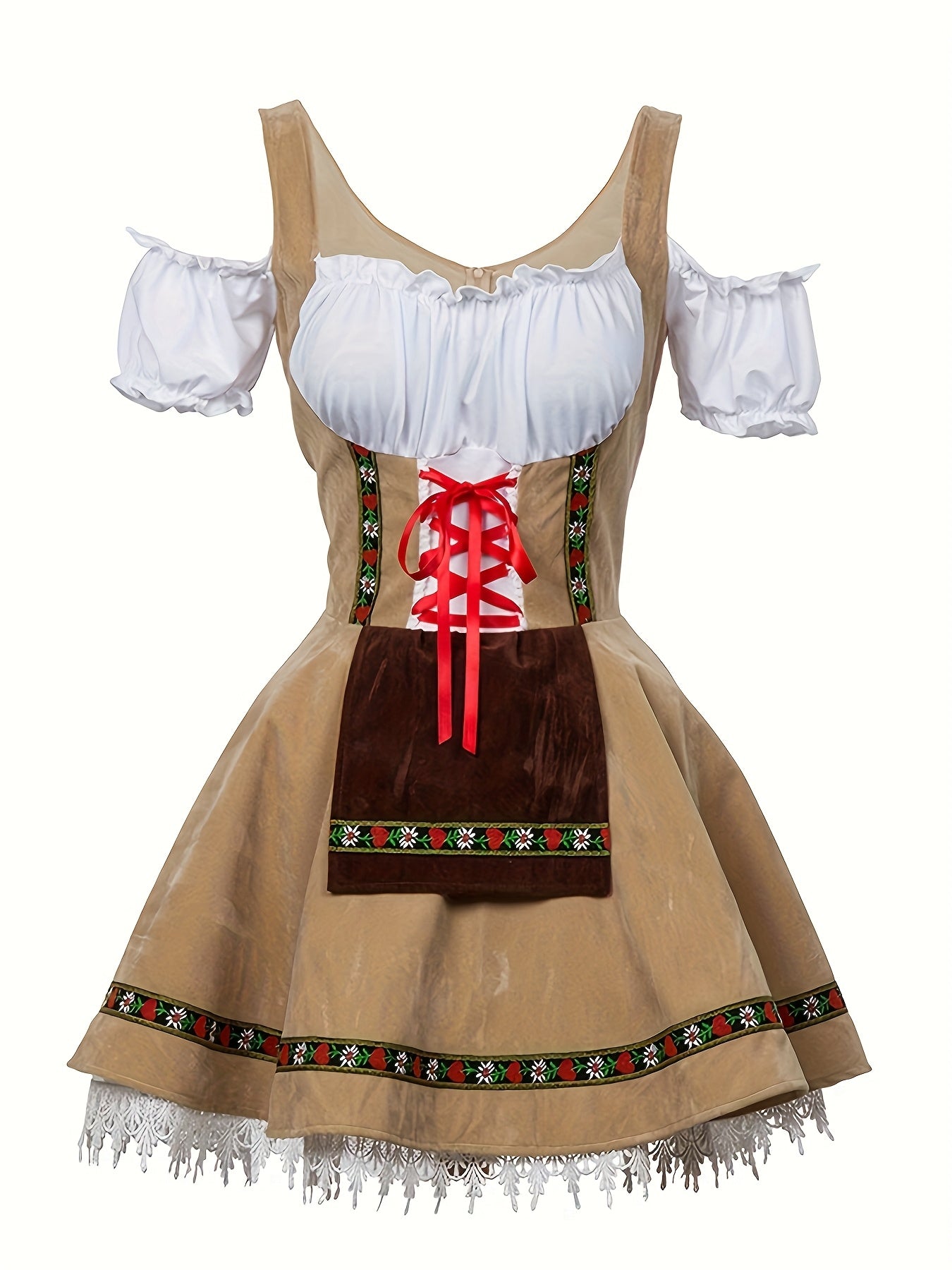 Sukienka damska plus size bawarski kostium na Halloween | Mini z bufkami