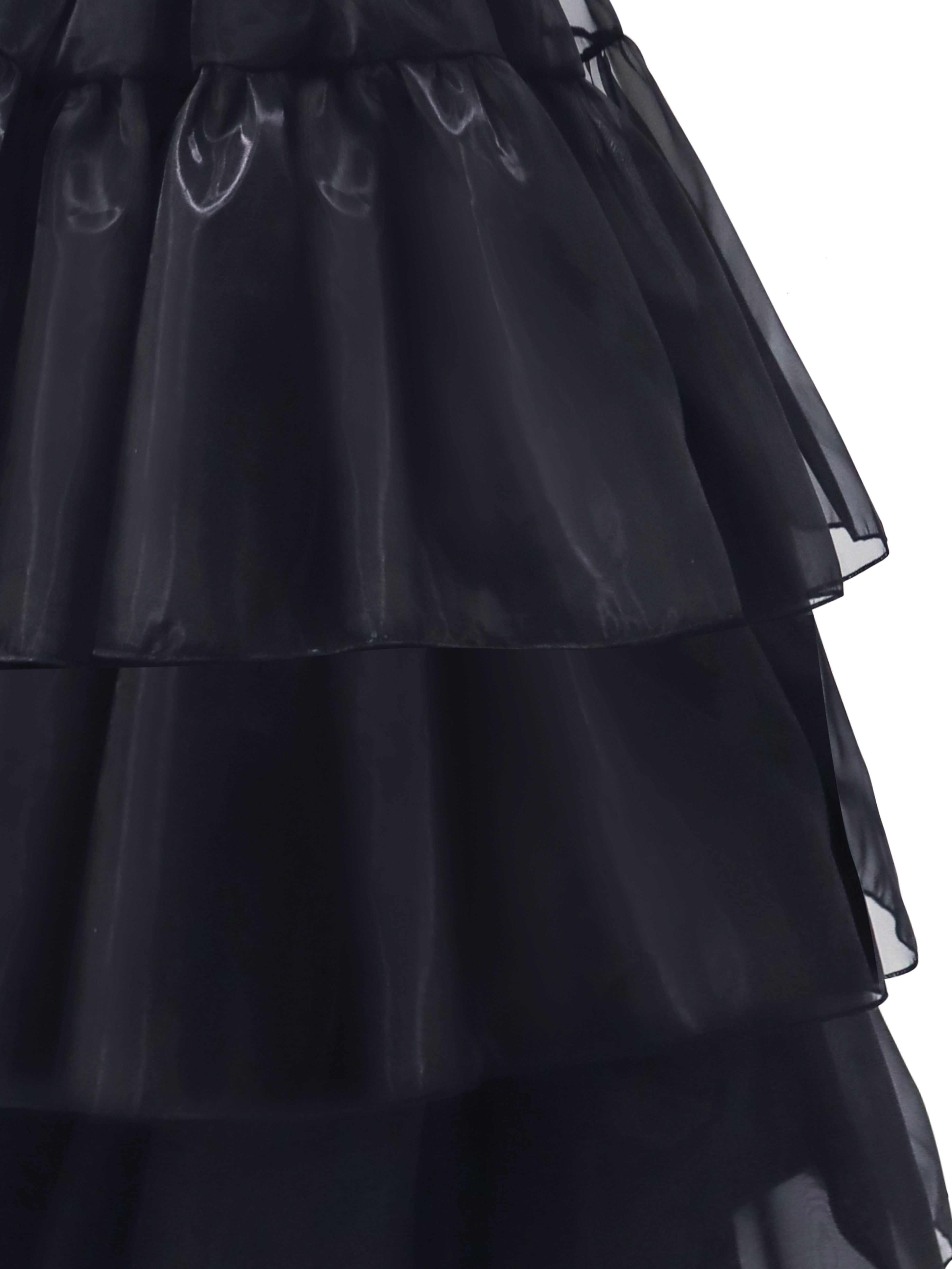 Vestido de disfraz de película de Halloween gótico con volantes para mujer | Conjunto midi en capas