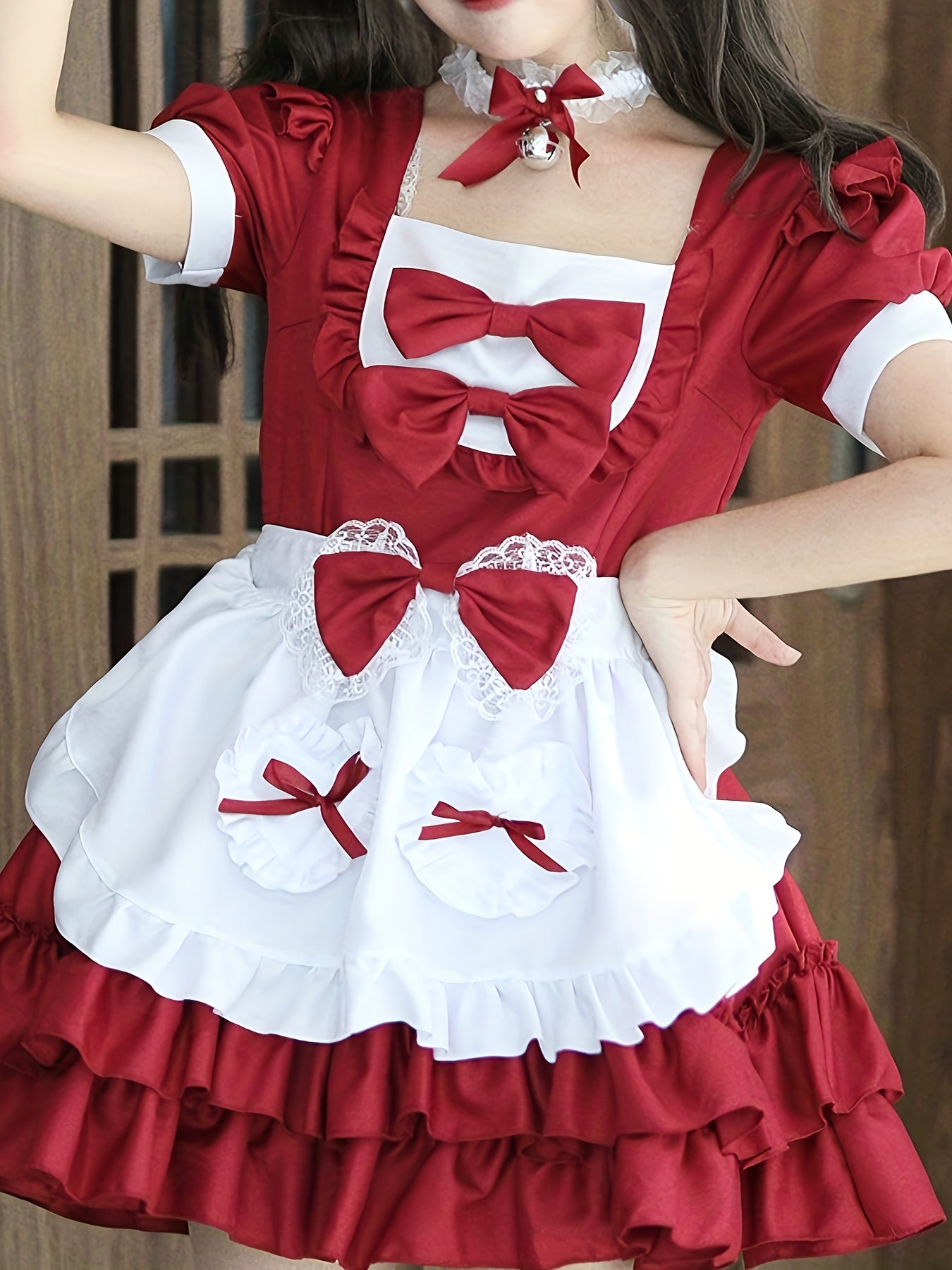 Kostiumy na Halloween dla kobiet w rozmiarze plus, strój pokojówki cosplay | Mini sukienka z falbankami