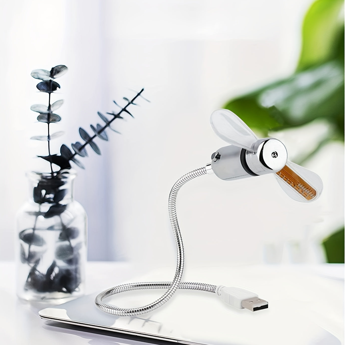 Wentylator biurkowy USB z wyświetlaczem zegara LED