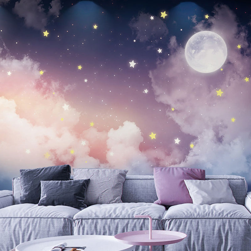 Papier peint mural moderne Lune Étoile Art mural