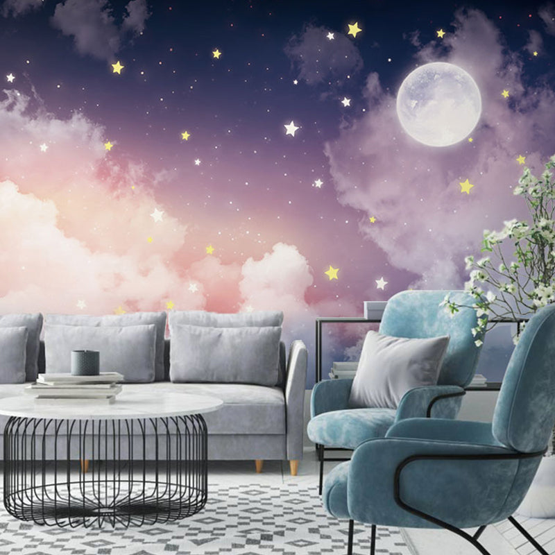 Papier peint mural moderne Lune Étoile Art mural