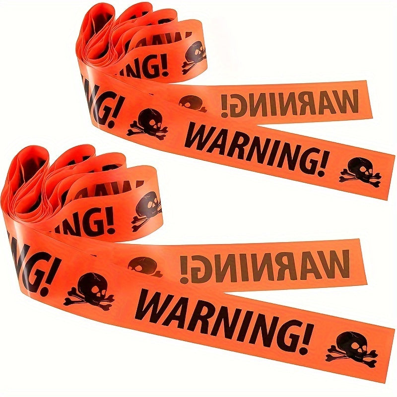 Halloween Warning Tape Plastic Skull Banner