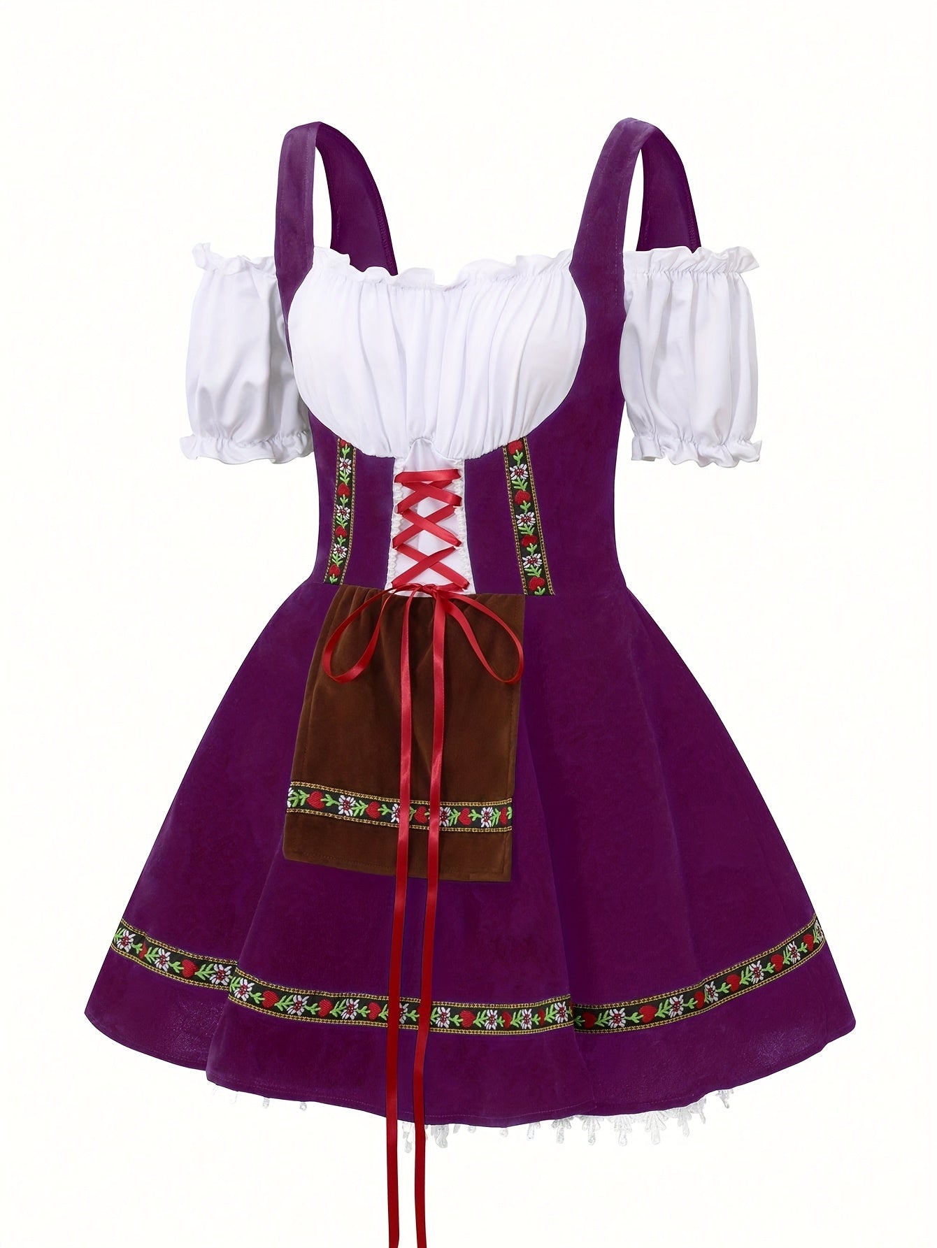 Sukienka damska plus size bawarski kostium na Halloween | Mini z bufkami