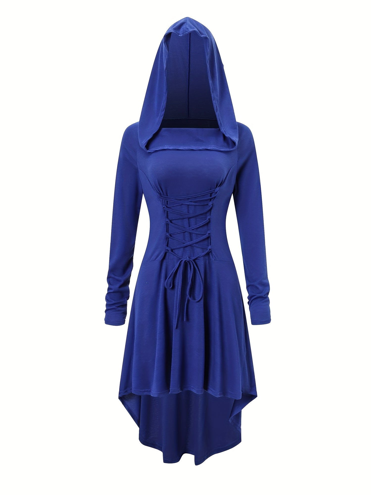 Women’s Medieval Lace Up Halloween Movie Costume Dress | Hooded Long Sleeve