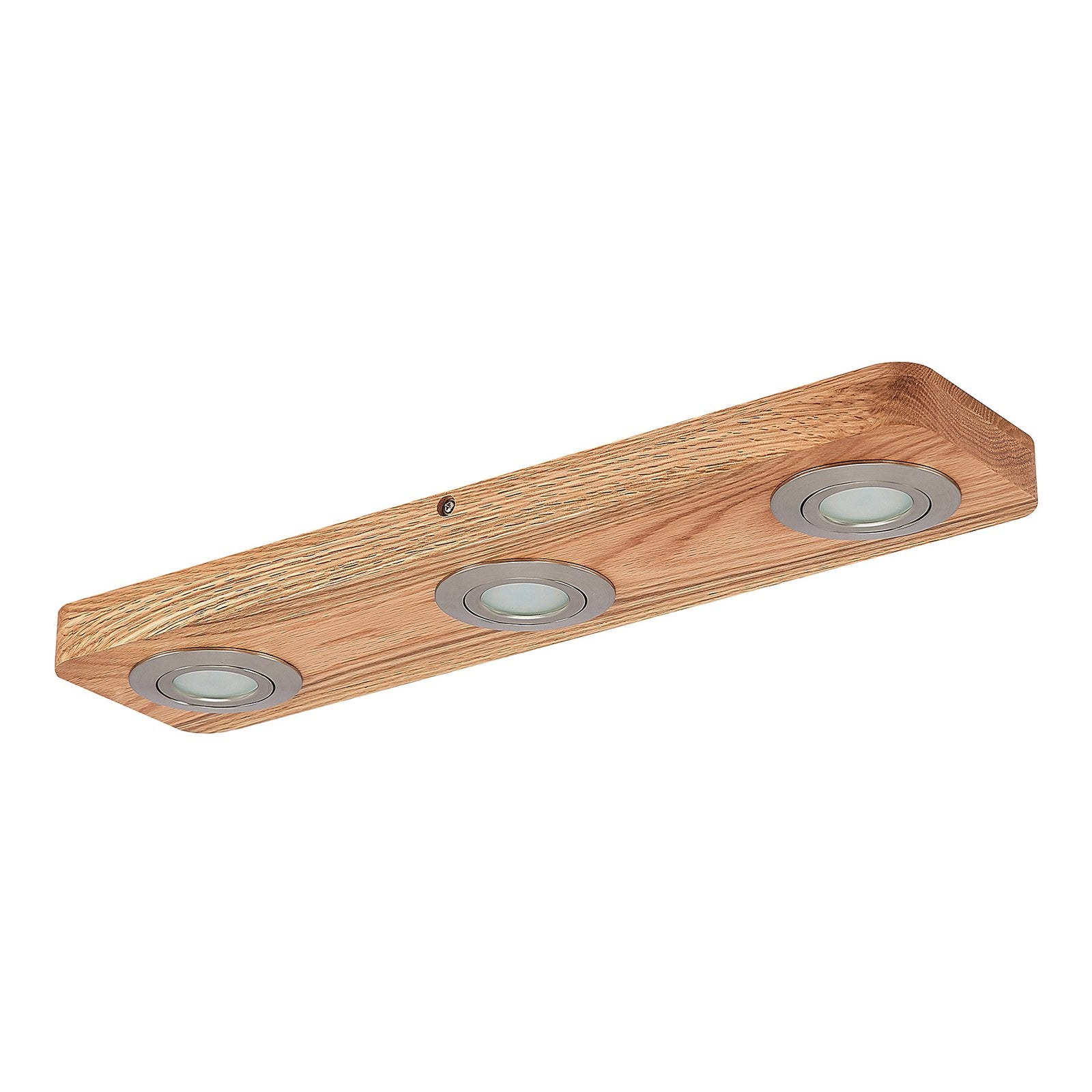 Plafoniera con struttura in legno e faretti LED