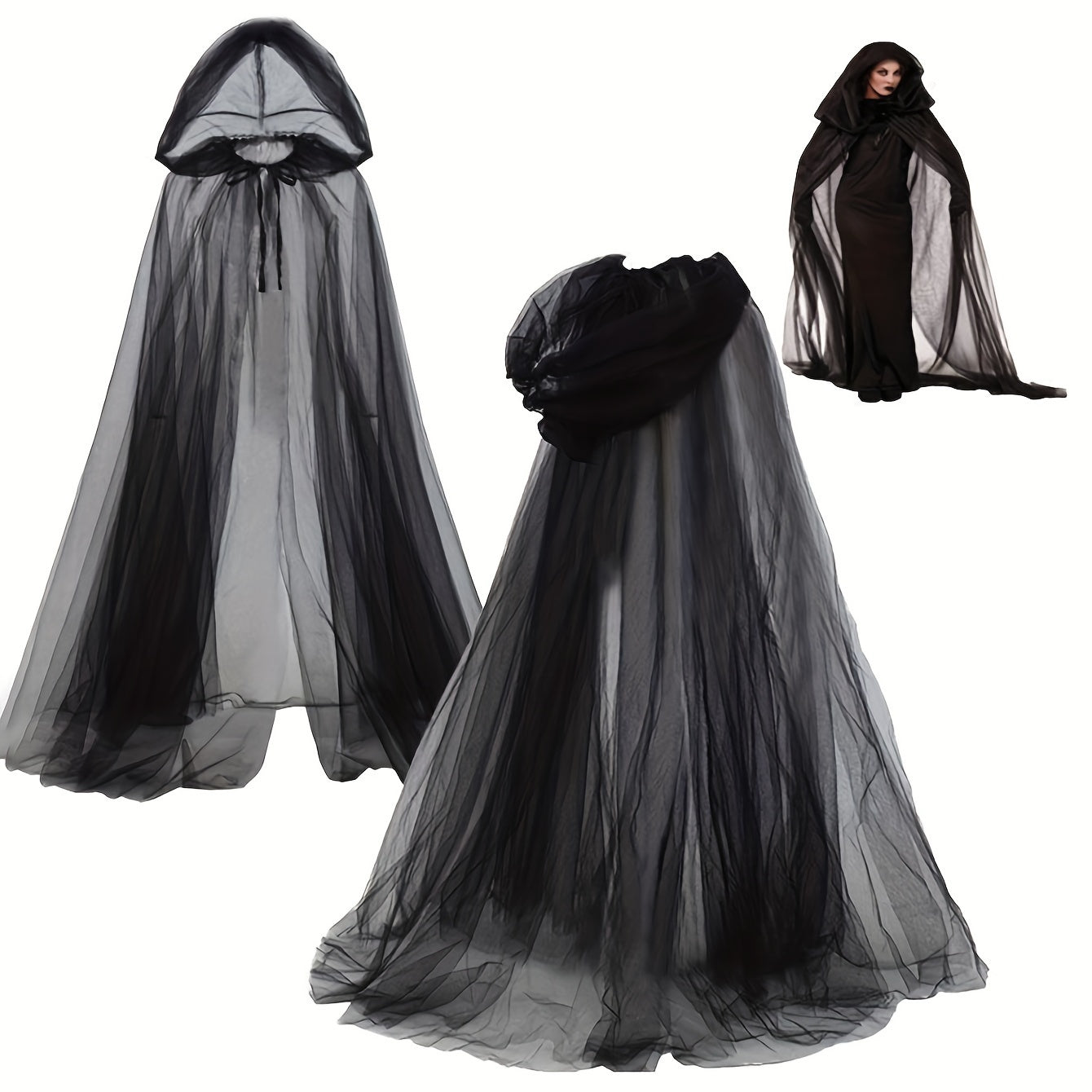 Vestido de Disfraz de Halloween Gótico con Capucha para Mujer | Corsé Maxi