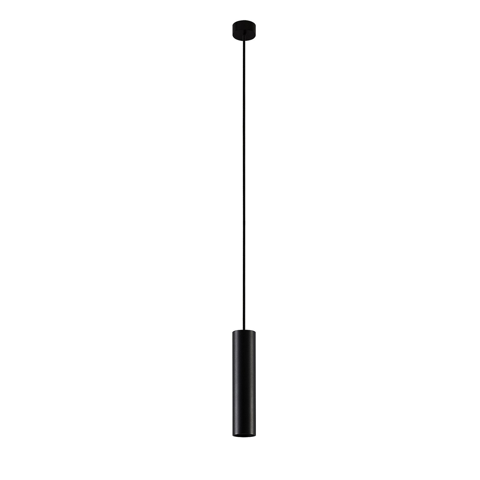Lampada a sospensione moderna in alluminio nero con cilindro