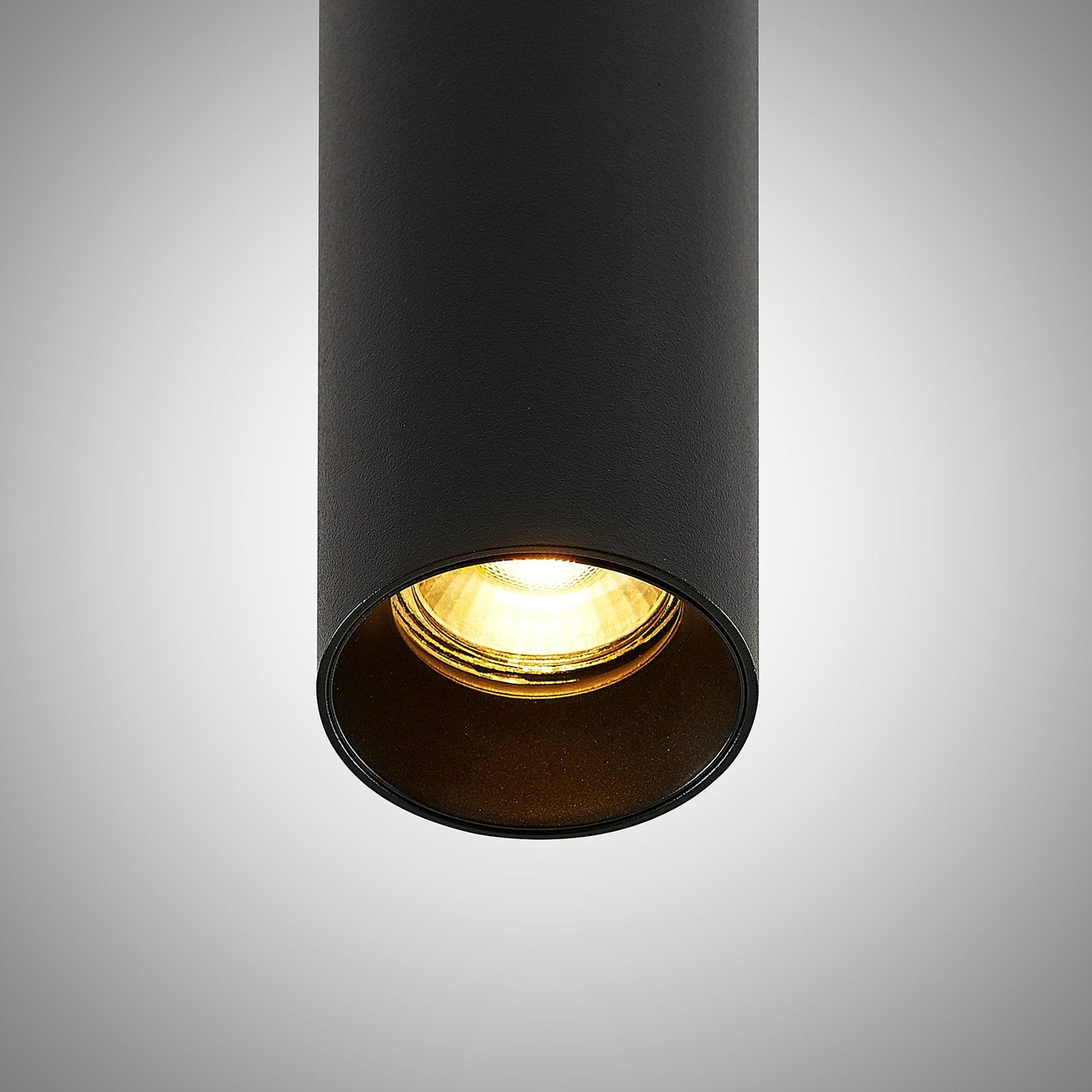 Lampada a sospensione moderna in alluminio nero con cilindro