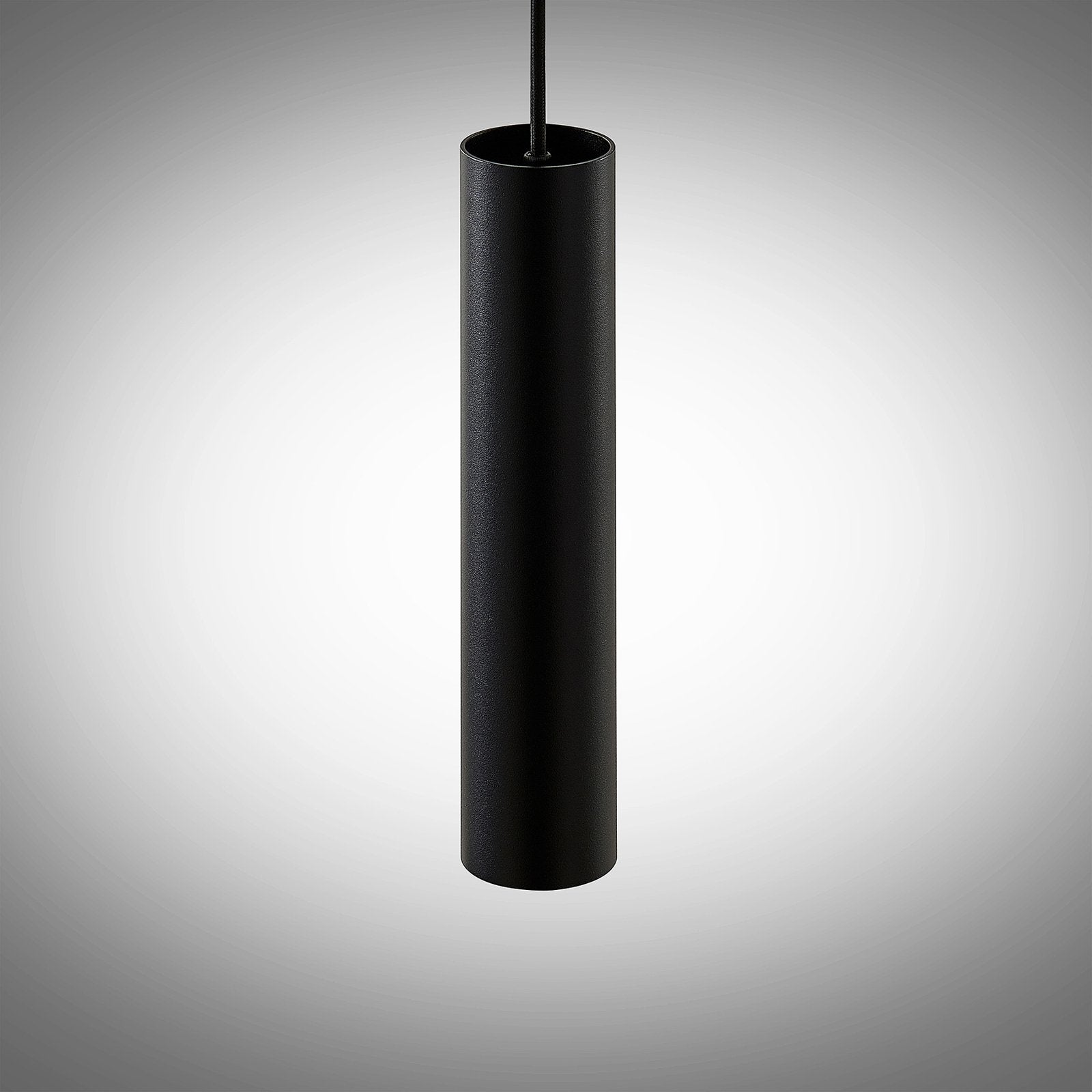 Lampada a sospensione moderna in alluminio nero con cilindro