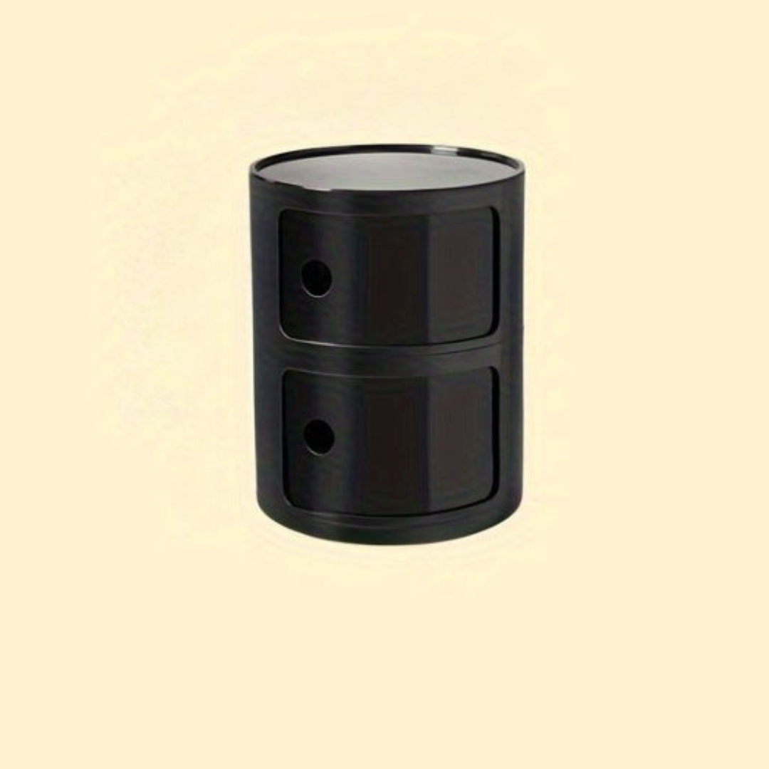 Bedside Table with Round Plastic Storage Drawers