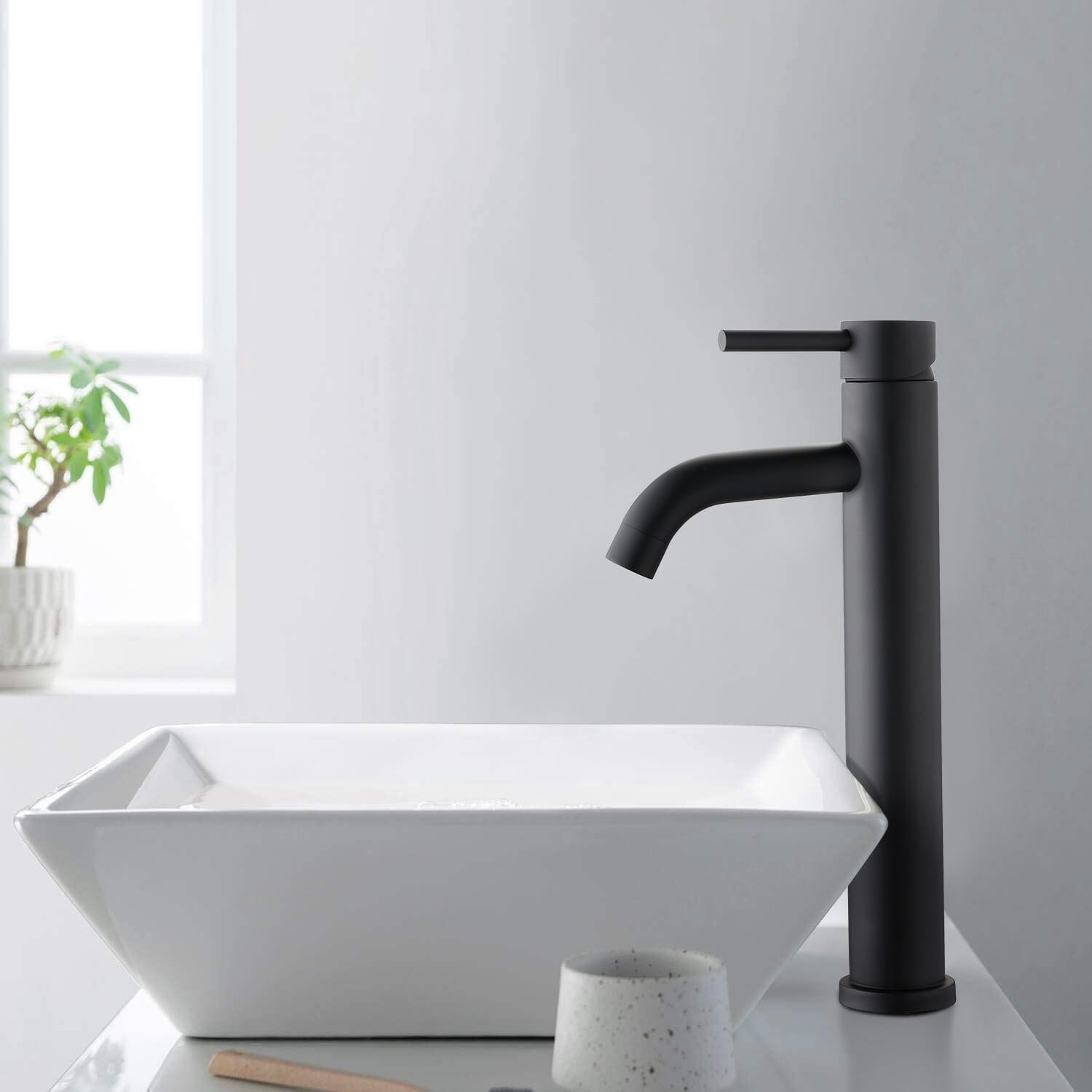 Robinet de lavabo mitigeur à levier unique noir mat