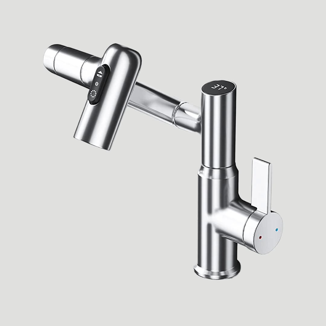 Bathroom Tap Black Modern Mixer with LED Display