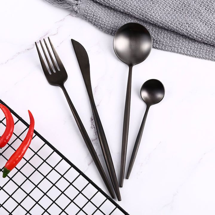 Juego de cubiertos negro de acero inoxidable para comedor