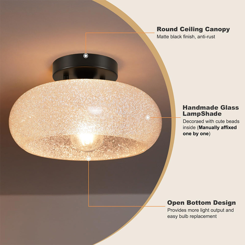 Lampada da soffitto in vetro moderna a plafone semi incassata