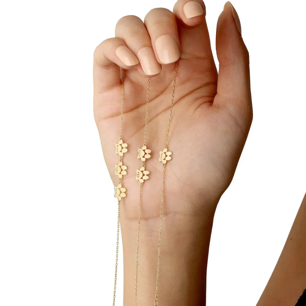 Bracelet Personalized Paw Print Engraved Stainless Steel Adjustable