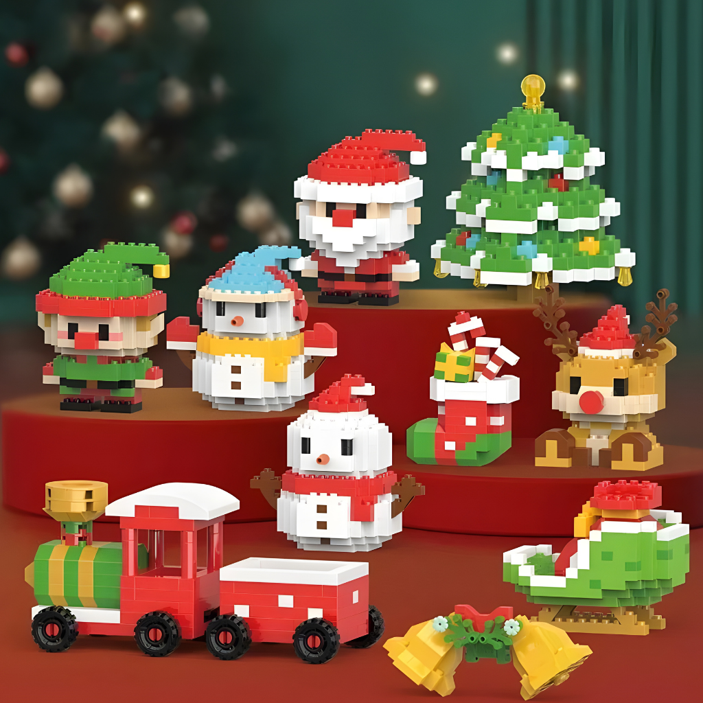 Set de Bloques de Construcción para Vacaciones Kit de Juguetes Creativos de Figuras Navideñas