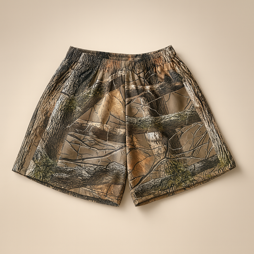 Unisex Camo Cargo Shorts Lightweight Adjustable Waist