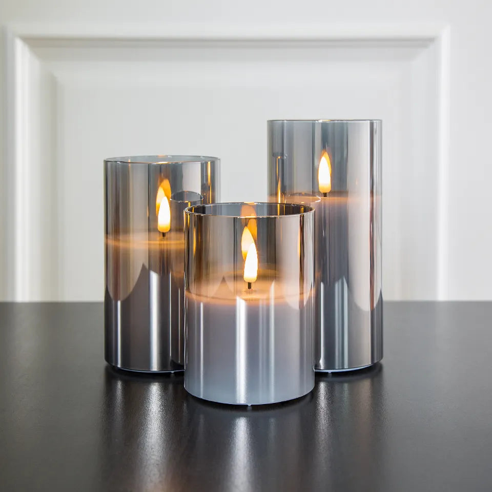 Velas LED de vidrio parpadeantes sin llama juego