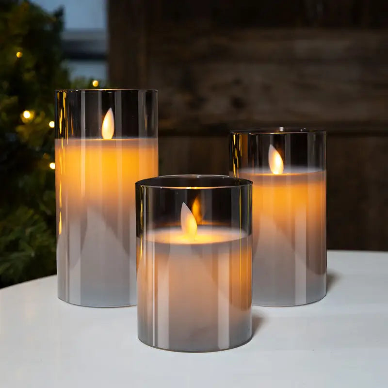 Velas LED de vidrio parpadeantes sin llama juego