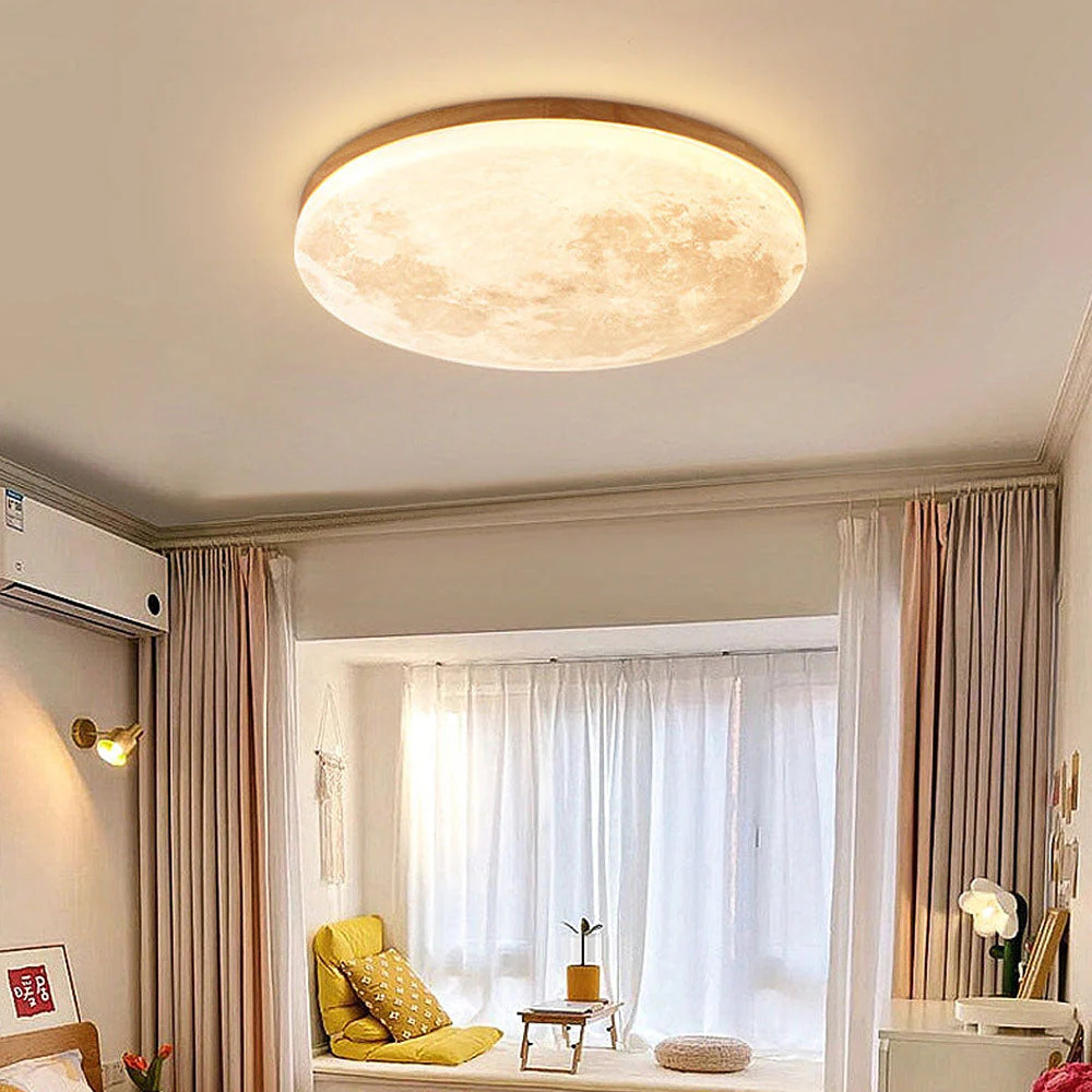 Ceiling Light 3D Moon LED Dimmable Metal Bedroom Fixture