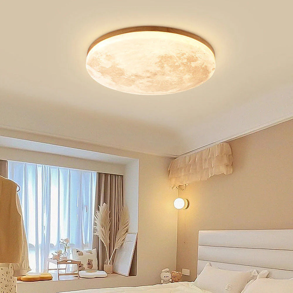 Ceiling Light 3D Moon LED Dimmable Metal Bedroom Fixture