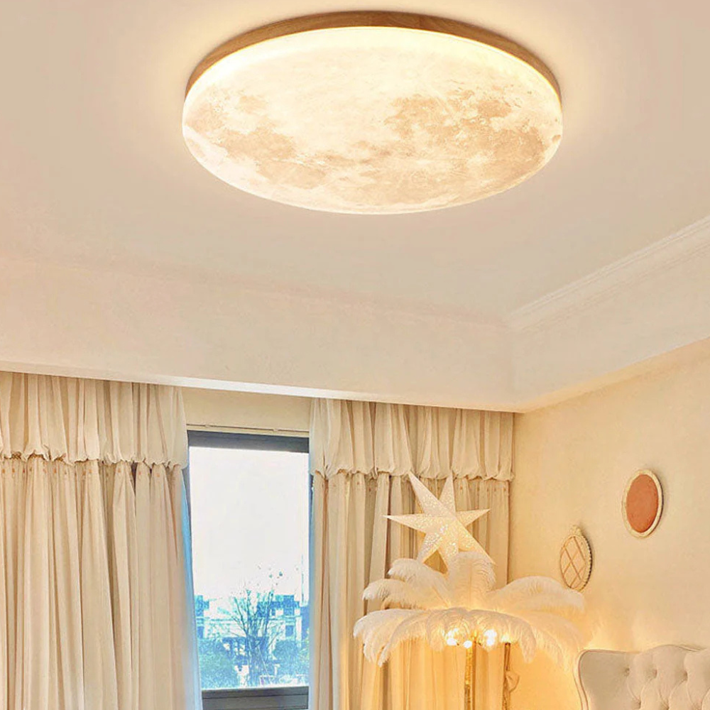 Ceiling Light 3D Moon LED Dimmable Metal Bedroom Fixture
