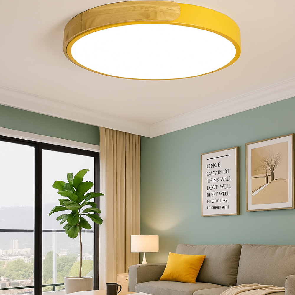 Lampade da soffitto LED moderne in legno a plafone dimmerabile