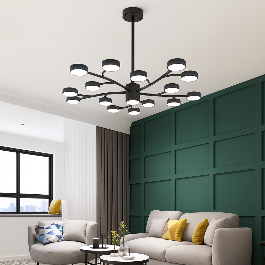 Deckenleuchten Moderne Kronleuchter LED Schwarzes Aluminium Dimmbares Leuchtmittel