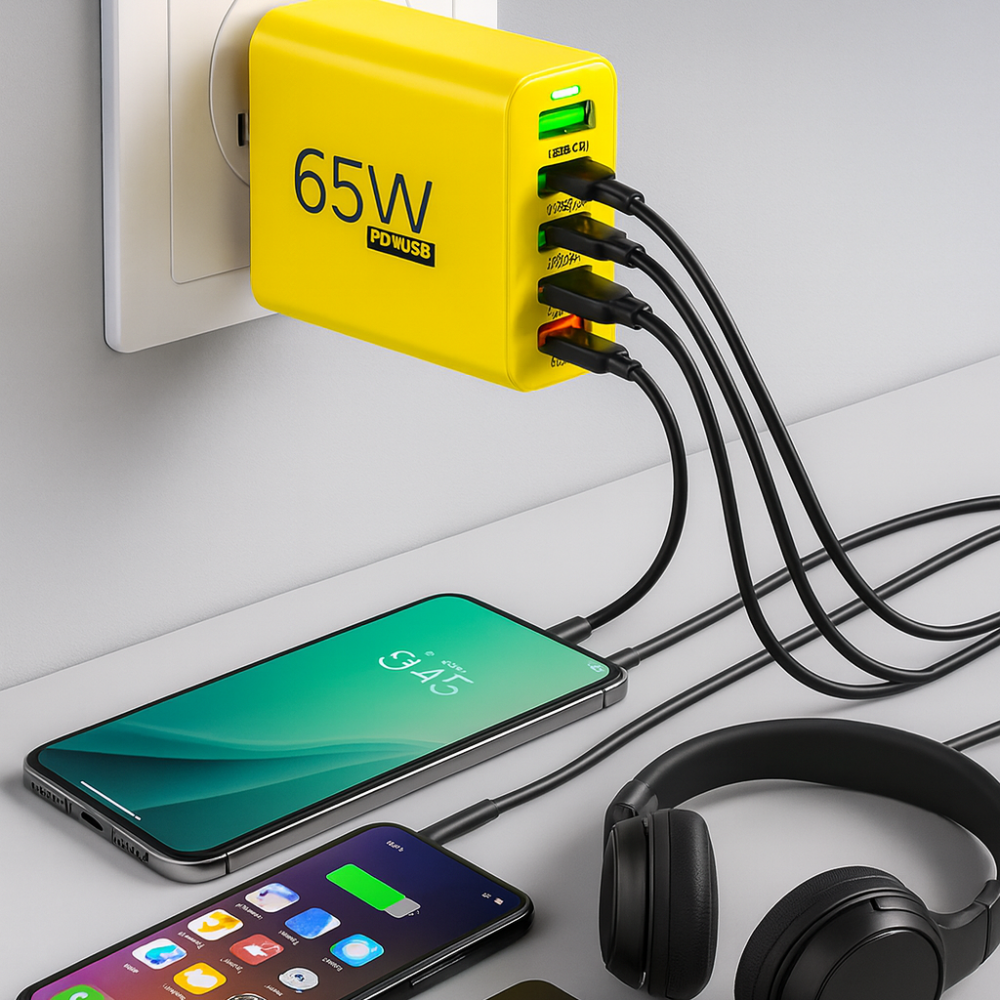 Charger 65W Multi Port USB C Adaptor Compact Desktop Station