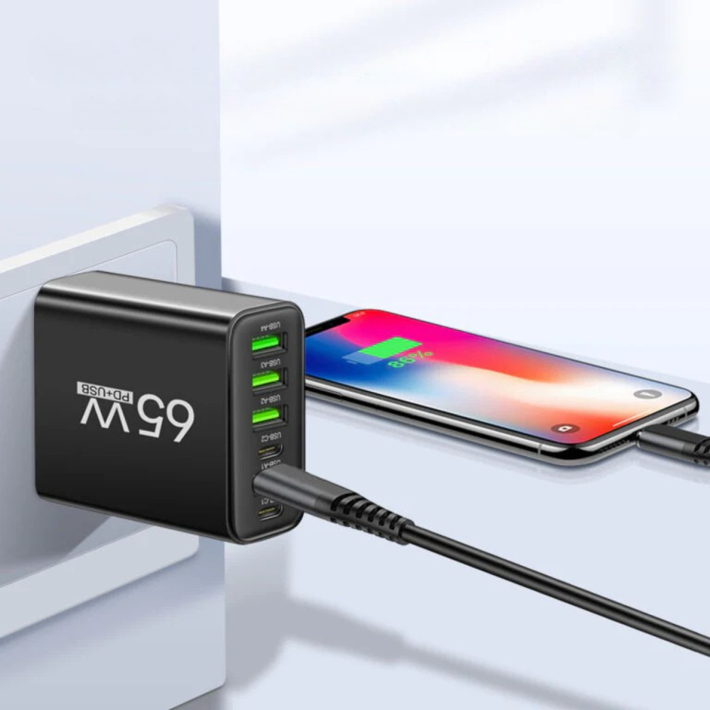 Charger 65W Multi Port USB C Adaptor Compact Desktop Station