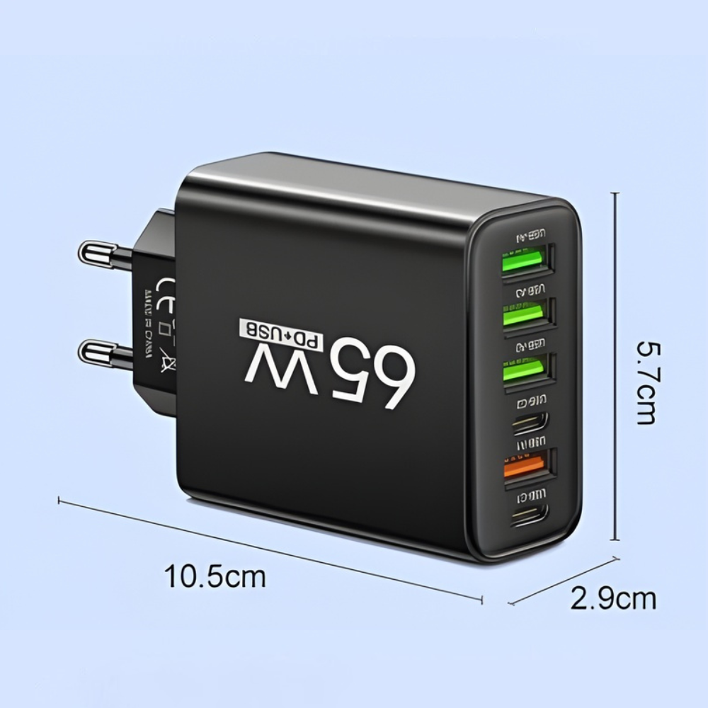 Charger 65W Multi Port USB C Adaptor Compact Desktop Station