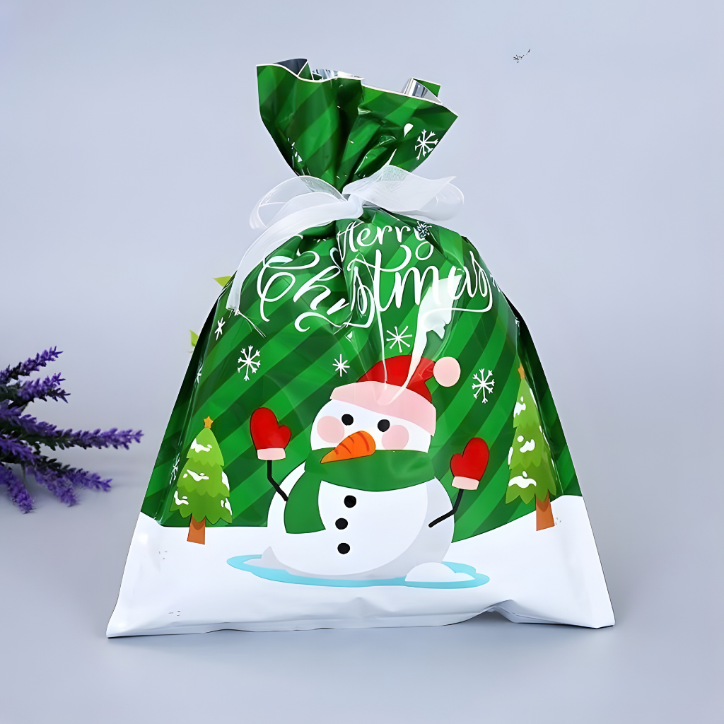 Christmas Gift Bags Foil Reusable Wrapping Bags Holiday Set