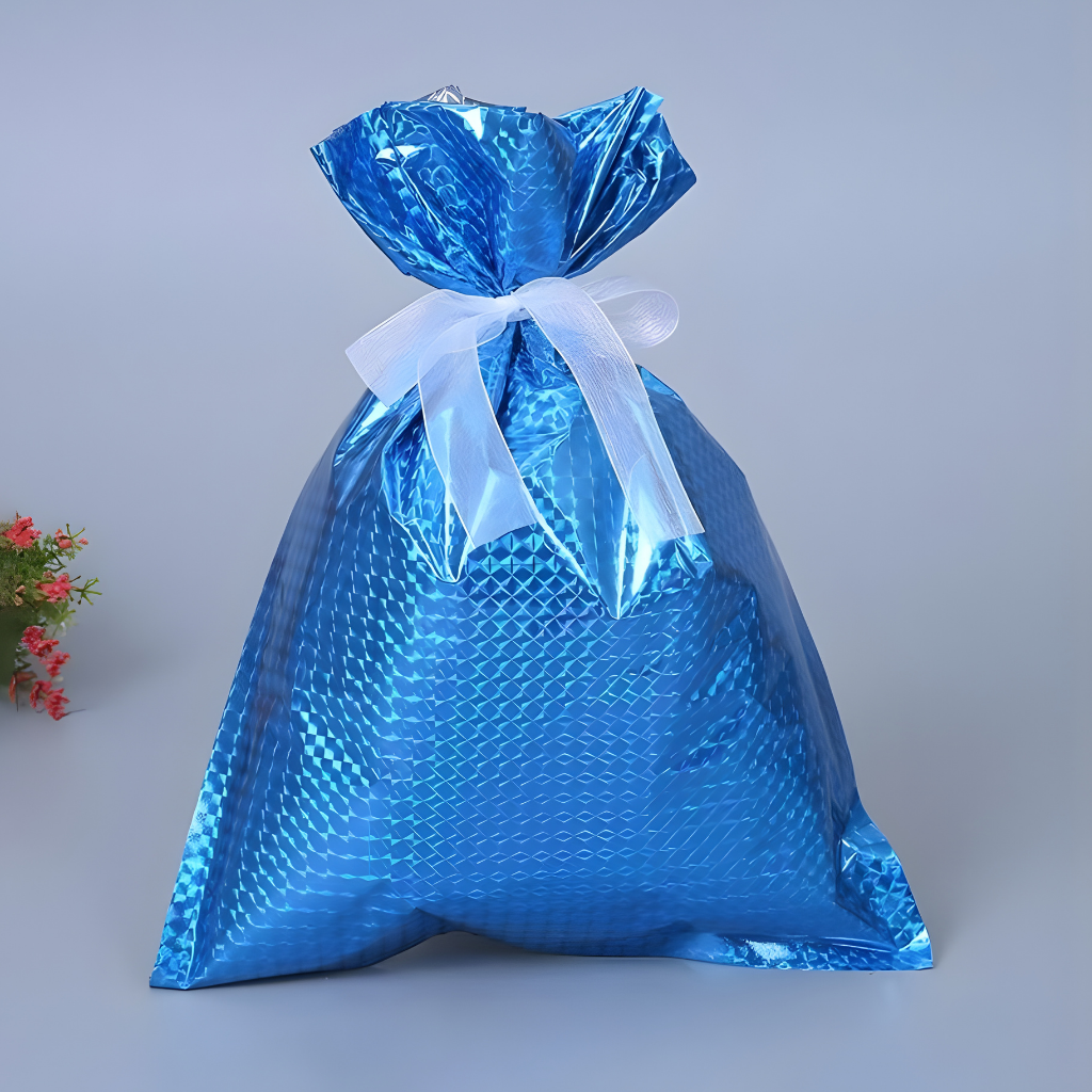 Christmas Gift Bags Foil Reusable Wrapping Bags Holiday Set