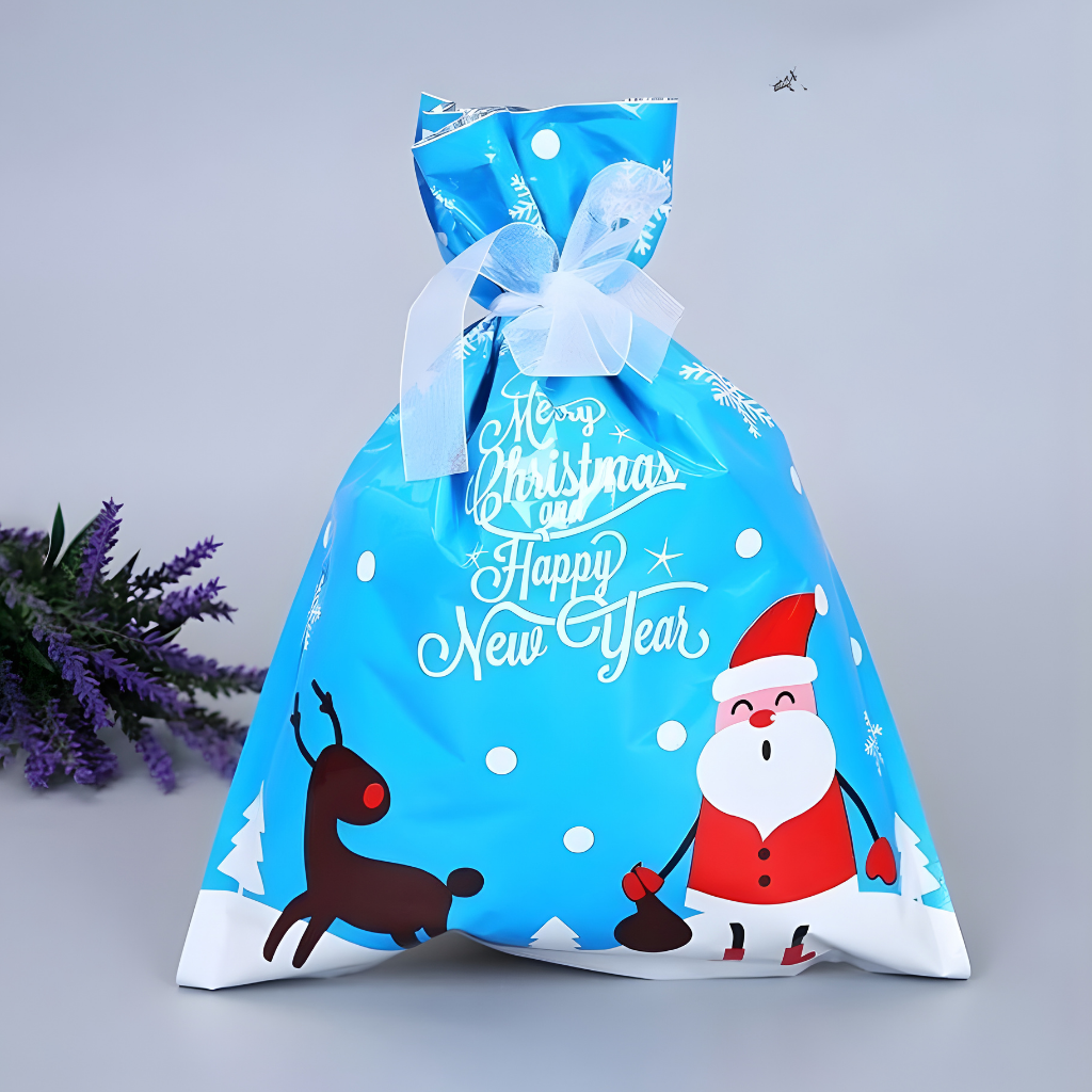 Christmas Gift Bags Foil Reusable Wrapping Bags Holiday Set