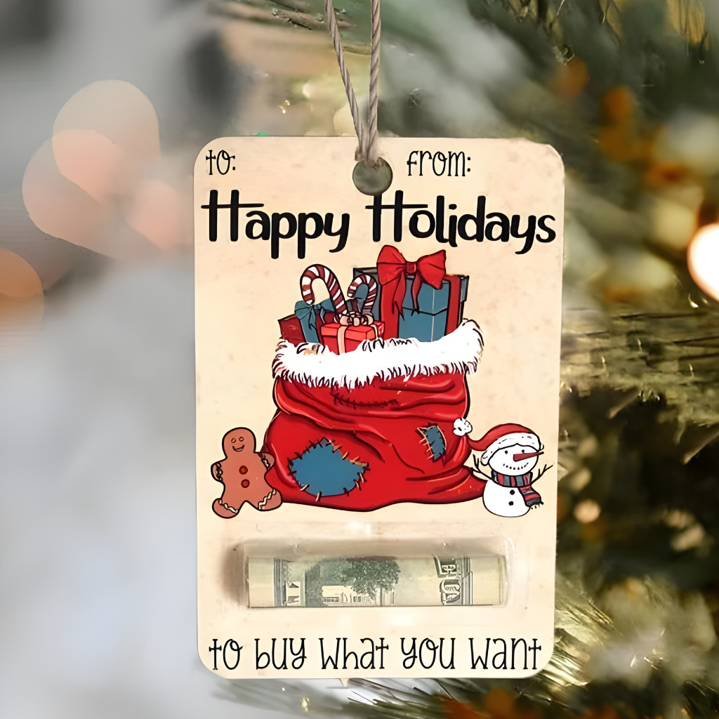 Christmas Money Holder Wooden Gift Card Ornament Decoration